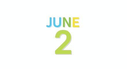 A Vibrant Reminder: June 2nd Illustrated with Playful Colors Against a Crisp White Backdrop Creates a Modern Calendar Design for Event Promotions