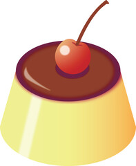さくらんぼとプリンのベクターイラスト素材