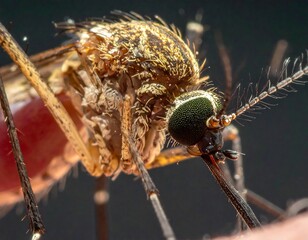 Close-up of a mosquito feeding