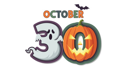 Halloween themed image for October 30th featuring a spooky ghost and a glowing jack-o'-lantern design, evoking the spirit of the holiday
