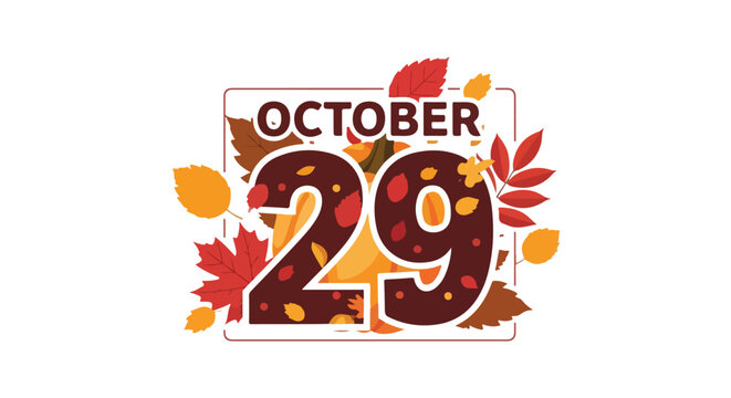 October 29th vector illustration showcasing falling leaves and a warm autumnal color palette design style graphic design