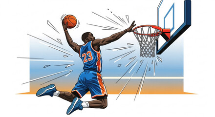 Basketball player dunking vector illustration for sports design and basketball game promotion material design