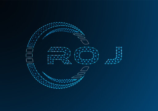 ROJ low poly letter logo vector design. ROJ lower poly logo design. Low poly logo.