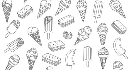 Ice Cream Elements Random Pattern Transparent Background