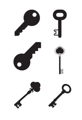 Collection of old and modern keys with luxury style shapes for security, tradition and elegant design themes