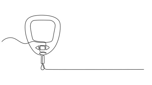sugar meter continuous one line drawing animation, One continuous line drawing of Blood glucose meter test illustration. glucometer pharmacy equipment outline, Continuous single line drawing of a gluc