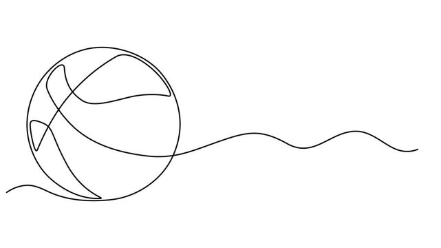 Basket ball continuous one line drawing animation, Animation of one line drawing of basketball on the floor. Ball for basketball game. Back to school minimalist, sport education concept. Continuous