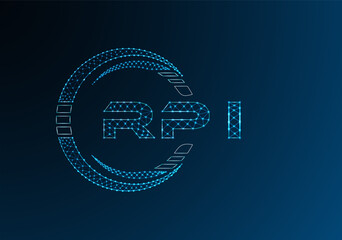 RPI low poly letter logo vector design. RPI lower poly logo design. Low poly logo.