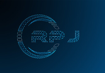 RPJ low poly letter logo vector design. RPJ lower poly logo design. Low poly logo.
