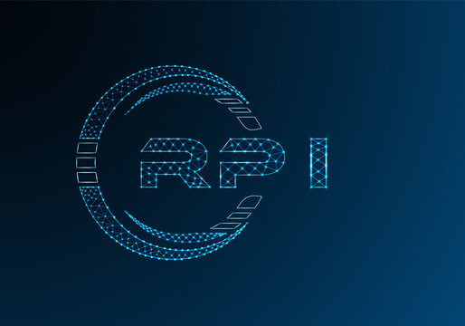 RPI low poly letter logo vector design. RPI lower poly logo design. Low poly logo.