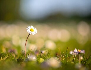 Delicate daisy in a grassy field