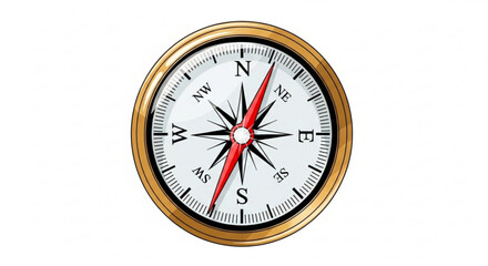 Vector compass rose illustration for navigation and direction finding with cardinal directions indicator tool