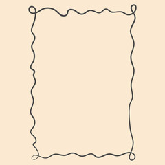 Elegant whimsical hand-drawn frames in trendy vintage style. Simple chalk hand drawn border. Rectangle shape, Modern borders for wedding invitations, birthday card, lunch menus. Vector illustration 