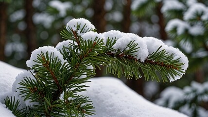 Snow-Covered Pine Branch