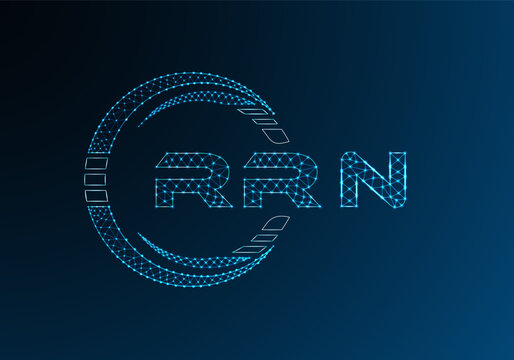 RRN low poly letter logo vector design. RRN lower poly logo design. Low poly logo.