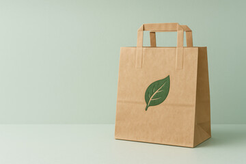 Eco-friendly shopping bag with leaf: A natural eco-friendly shopping bag with a green leaf symbol, representing sustainable choices for a greener world.