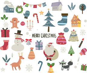 可愛い手書き風クリスマスイラスト素材