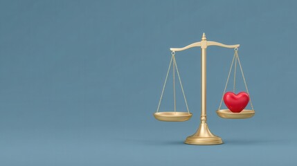 Balancing elements of love and justice in a minimalistic golden illustration. Love Your Lawyer Day