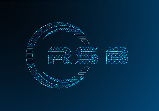 RSB low poly letter logo vector design. RSB lower poly logo design. Low poly logo.