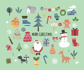 可愛い手書き風クリスマスイラスト素材