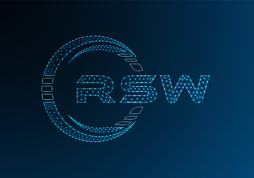 RSW low poly letter logo vector design. RSW lower poly logo design. Low poly logo.