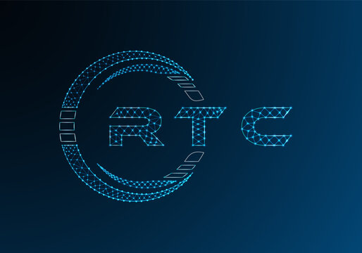 RTC low poly letter logo vector design. RTC lower poly logo design. Low poly logo.