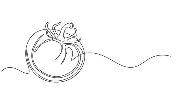 tomato continuous one line drawing animation, Animated self drawing of continuous line draw half sliced healthy organic tomato for farming logo identity. Fresh tropical vegetable concept for veggie