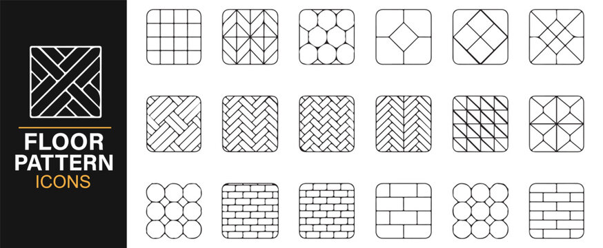 Geometric floor patterns icon pack editable stroke design elements collection