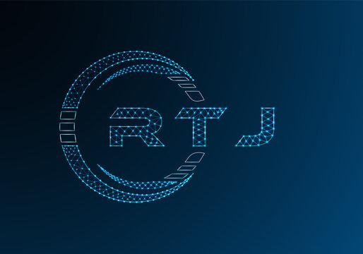 RTJ low poly letter logo vector design. RTJ lower poly logo design. Low poly logo.