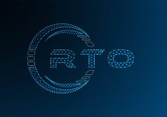 RTO low poly letter logo vector design. RTO lower poly logo design. Low poly logo.