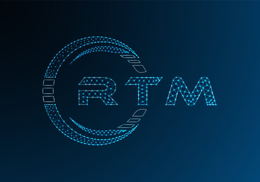 RTM low poly letter logo vector design. RTM lower poly logo design. Low poly logo.