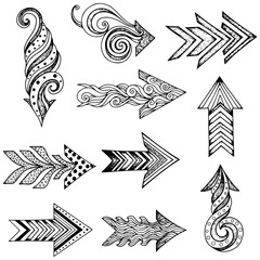 Obraz premium Hand drawn arrows with decorative elements create a whimsical and artistic direction