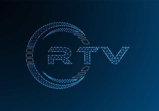 RTV low poly letter logo vector design. RTV lower poly logo design. Low poly logo.