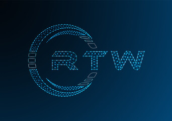 RTW low poly letter logo vector design. RTW lower poly logo design. Low poly logo.