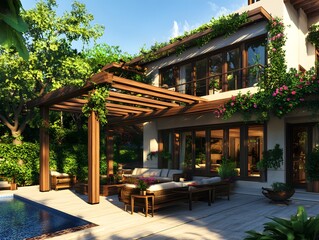 Obraz premium Luxury Modern Villa with Garden Pool