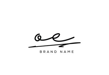 OE letter elegant cursive signature beauty handwriting logo.