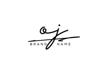 OJ letter elegant cursive signature beauty handwriting logo.