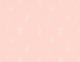 Delicate pastel leaves pattern on a soft pink background
