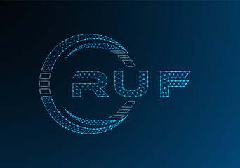 RUF low poly letter logo vector design. RUF lower poly logo design. Low poly logo.