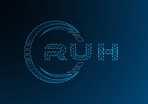 RUH low poly letter logo vector design. RUH lower poly logo design. Low poly logo.