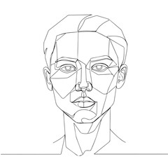 Geometric Abstract Face in Line Art