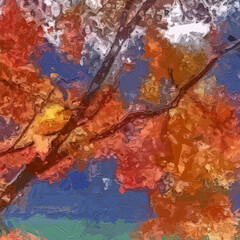 Naklejka premium Various oil paintings, flowers, birds, swans, lake leaves, tulips, forests, roses, peonies, cottages, cats, dogs, sika deer, mountains and waters