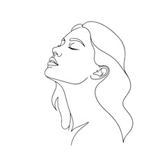Minimalist Line Art of Woman Looking Up