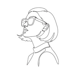 Fashionable Line Art Portrait with Sunglasses