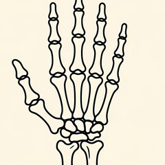 Line art skeleton hand illustration