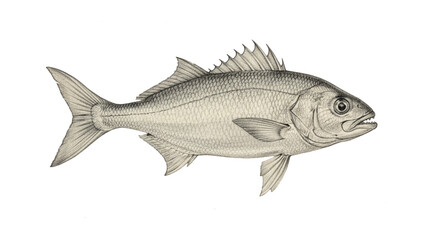 Fototapeta premium Vintage scientific illustration of a Bluefish in an etching style