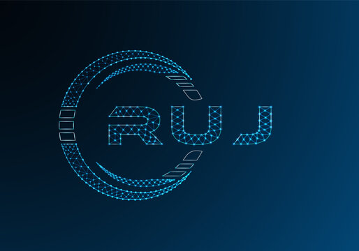 RUJ low poly letter logo vector design. RUJ lower poly logo design. Low poly logo.
