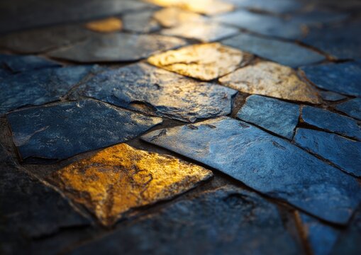 Cobblestone path, golden light