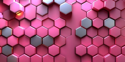 Colorful hexagonal patterns create a vibrant texture on a modern wall at dusk in a stylish interior space