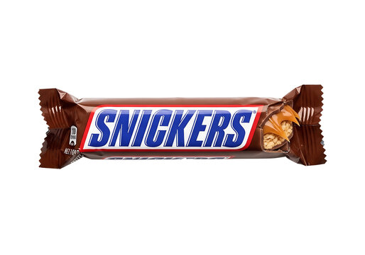 snickers candy bar packaging with peanuts chocolate sweet treat